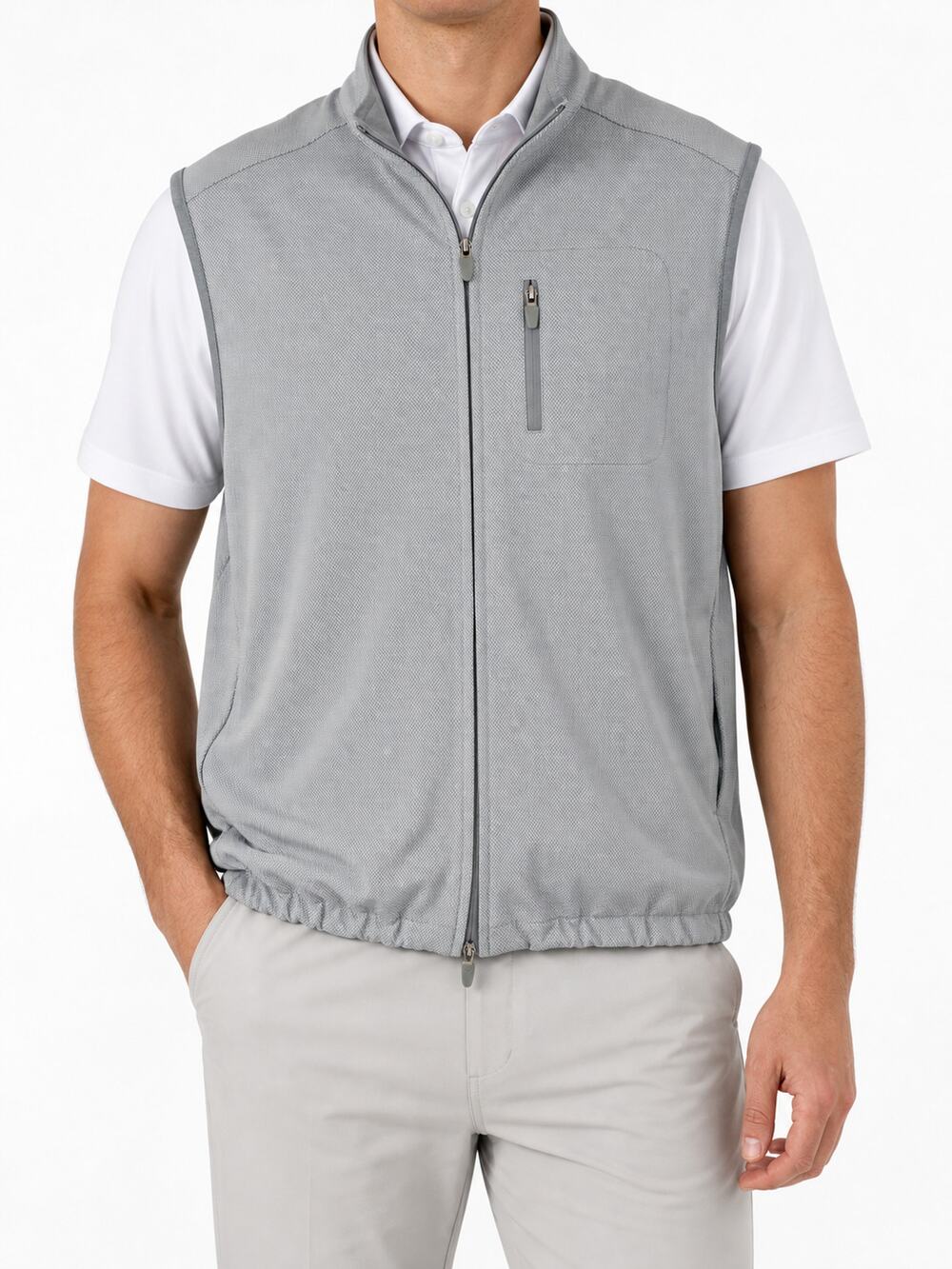 Brooks Brothers Mens Gray Performance Full Zip Vest XL Golf Tennis Country Club